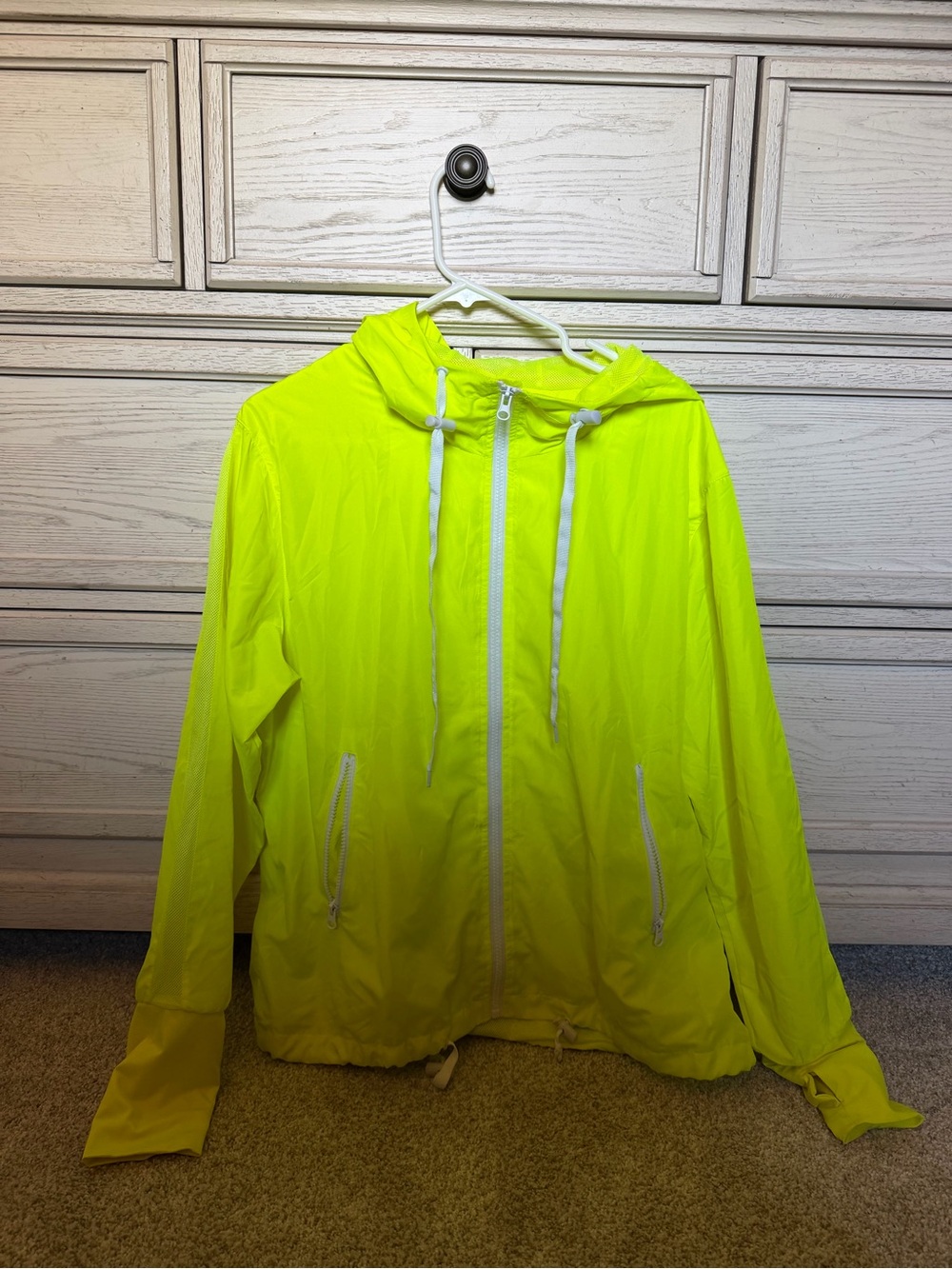 Women’s Neon Yellow Hooded Windbreaker Jacket
